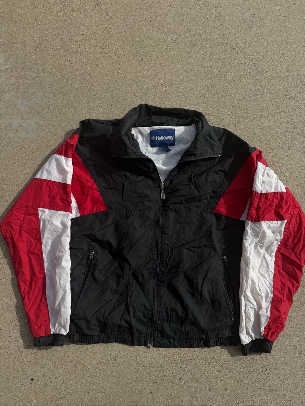Vtg Holloway Color Block Windbreaker in Black & Red